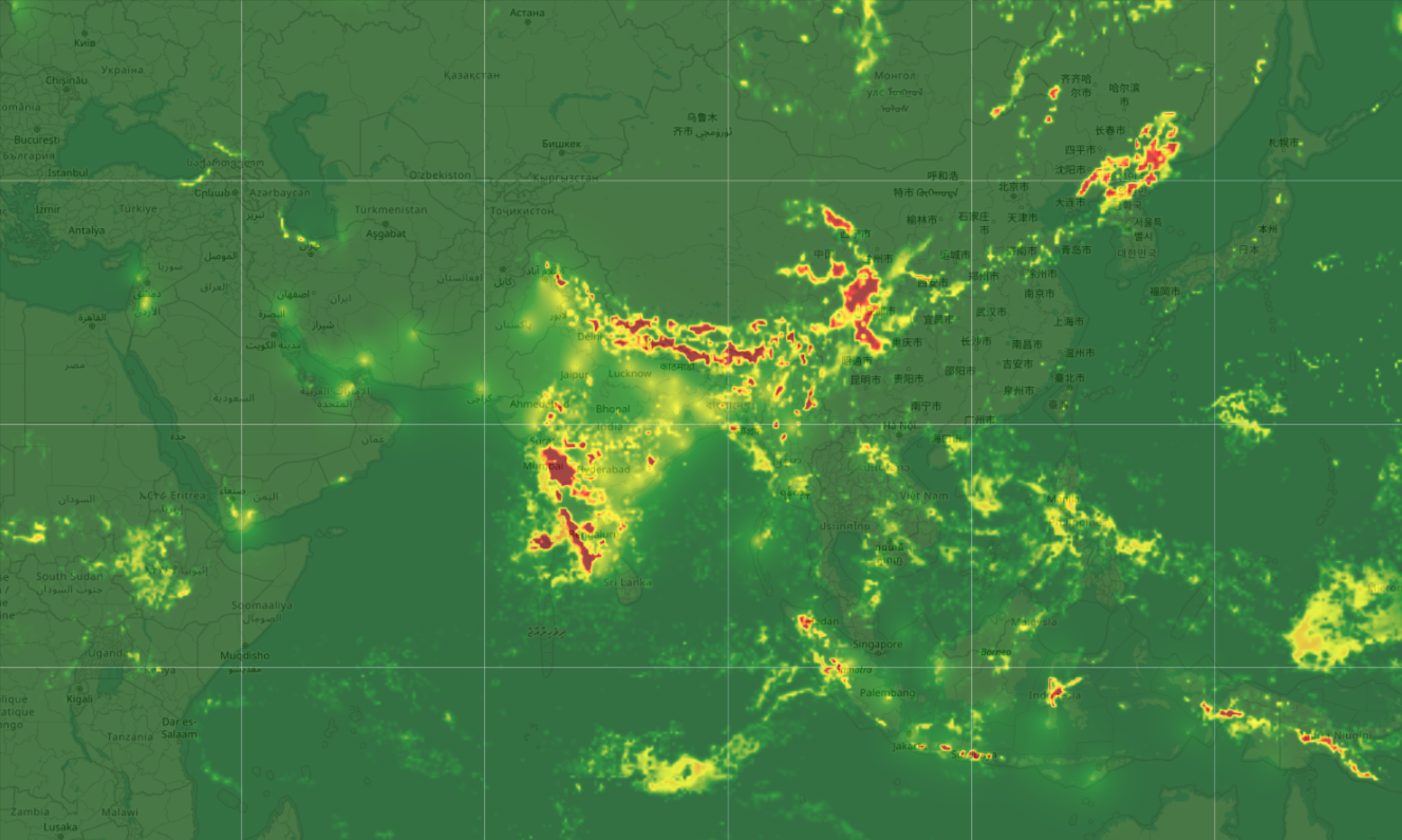 High-Resolution Surface Visibility above Asia, including oceans and remote areas not covered by traditional weather radars